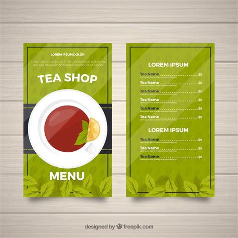 Free Vector Tea menu template in flat style