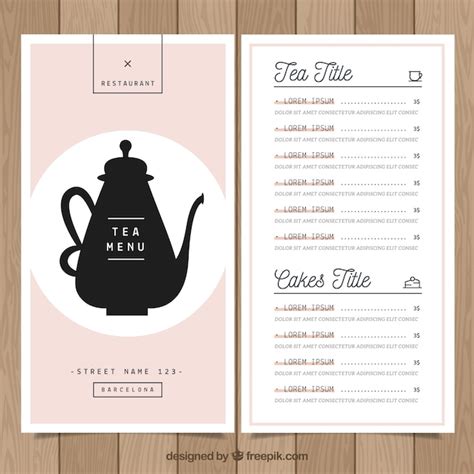 Free Vector Tea menu template with drinks