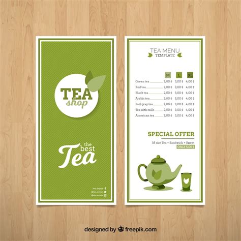 Free Vector Tea menu template with flat design