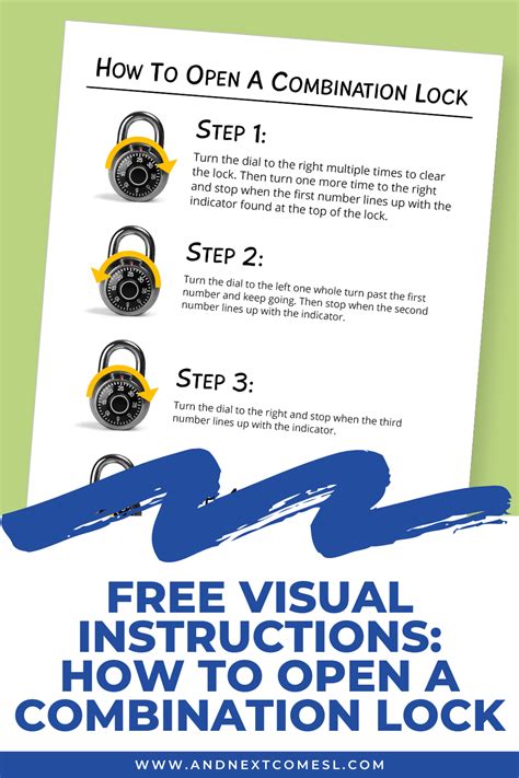 Free Visual Instructions for How to Open a Combination Lock And Next