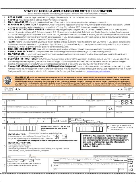 Free Voter Registration Form Register to Vote in GA PDF