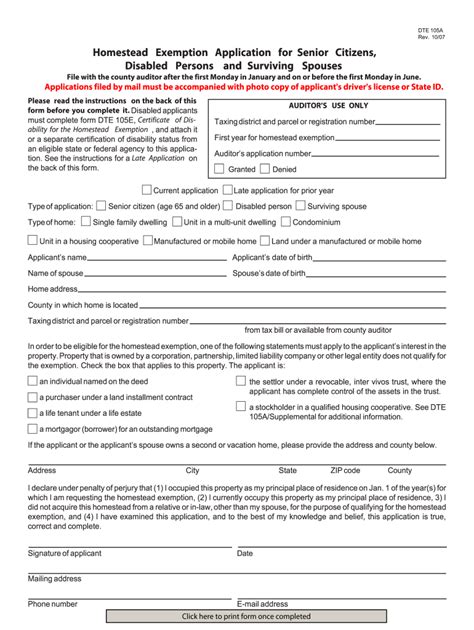 Free Washington State Homestead Exemption Form