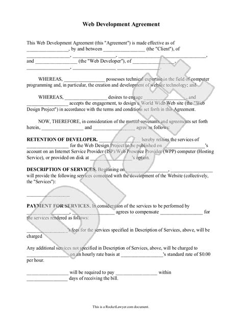 Free Web Development Agreement Free To Print Save Download