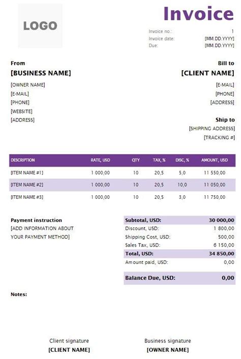 Free Web Development Invoice Template Excel Pdf Word pertaining