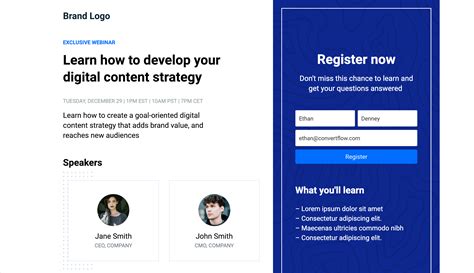 Free Webinar Landing Page Template ConvertFlow