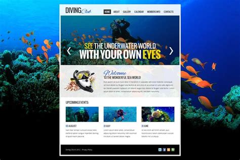 Free Website Template with jQuery Slider for Diving Club MonsterPost