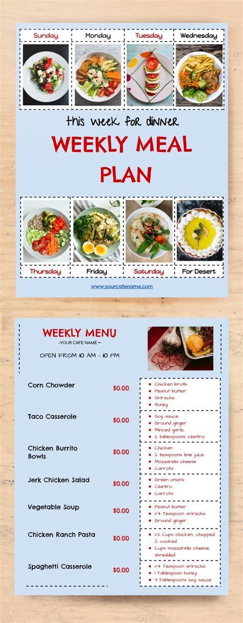 Free Weekly Dinner Menu Template In Google Docs