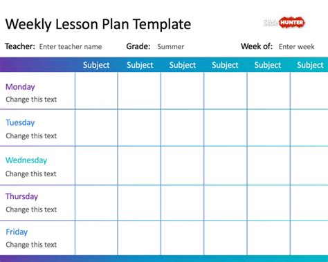 Free Weekly Lesson Plan Template for PowerPoint Free PowerPoint Templates