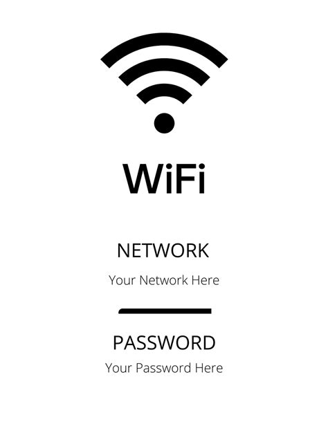 Free WiFi Sign with Editable PDF of Network & Password Etsy
