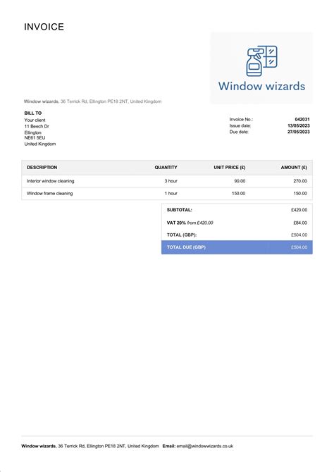Free Window Cleaning Invoice Template Pdf Word Excel