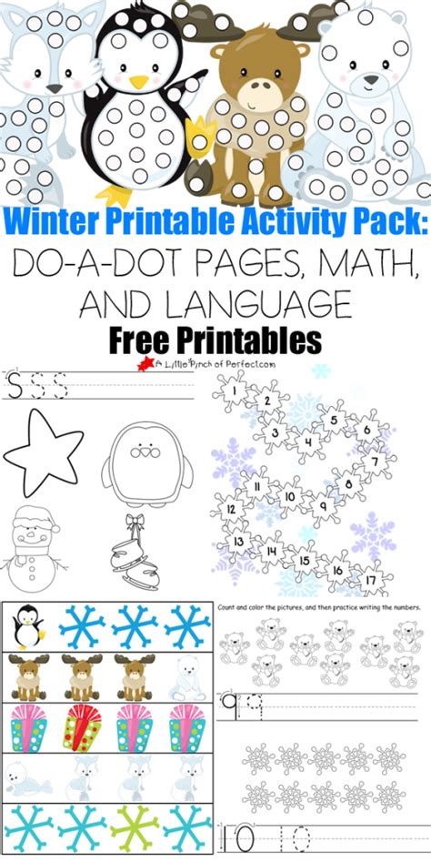 Free Winter Printable Activity Pack 30 Pages Math And Language