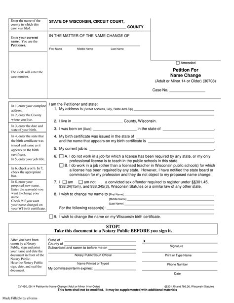 Free Wisconsin Name Change Forms How to Change Your Name in WI PDF