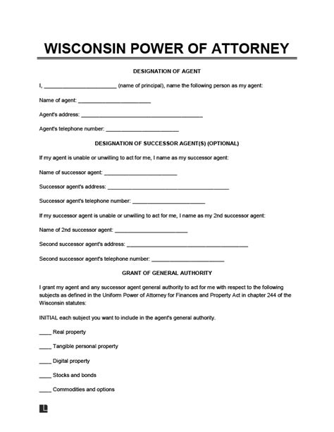 Free Wisconsin Power of Attorney Forms in Fillable PDF 8 Types