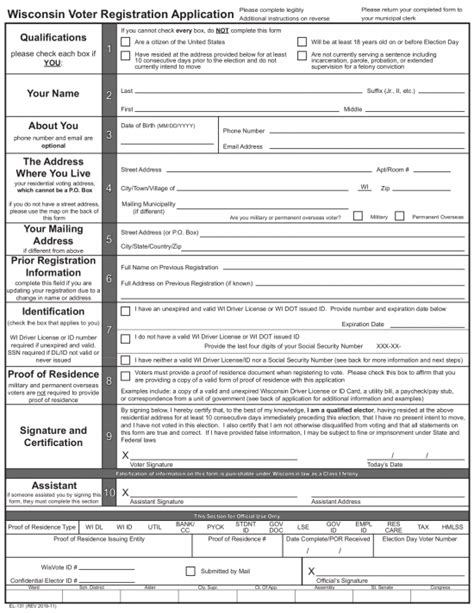 Free Wisconsin Voter Registration Form Register to Vote in WI PDF