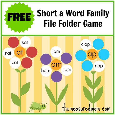 Free Word Family File Folder Game Short A The Measured Mom Free Printable File Folders For