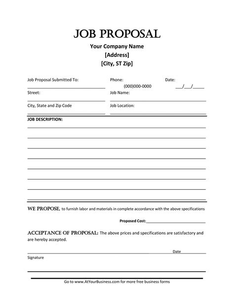 Free Work Proposal Template Database