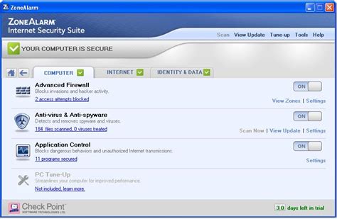 Free ZoneAlarm Internet Security Suite software