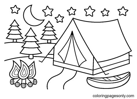 Free and Printable coloring page of a tent for Creative Relaxation