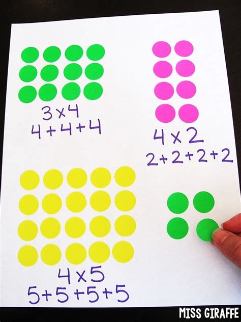 Free array activities ideas (this example is with dot stickers to build