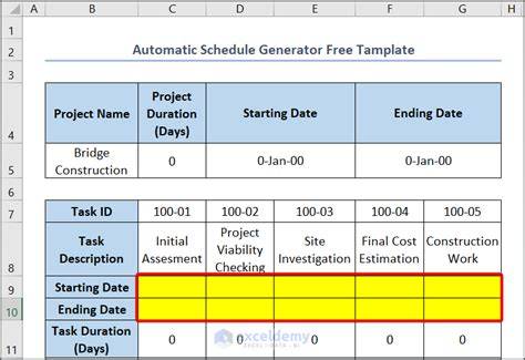 Free automatic schedule generator excel.  Create professional spreadsheets instantly ...