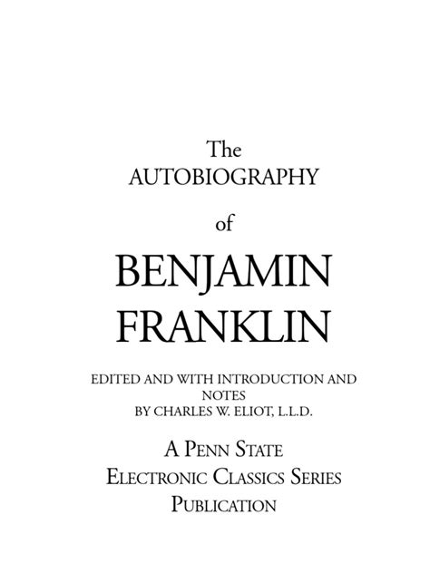 Free ben franklin autobiography sparknotes