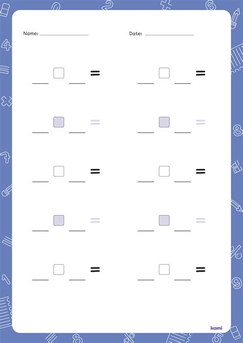 Free blank math worksheet template