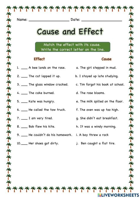 Free cause and effect worksheet 3rd grade