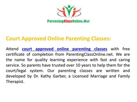 Free court approved parenting classes.  Stat. 21.  Our Parent Education Class has been written t...