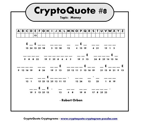 Free Printable Cryptogram Puzzles. Printable Cryptogram Puzzles. These printable cryptogram puzzles use letter substitutions to encrypt short paragraphs of text. A letter …