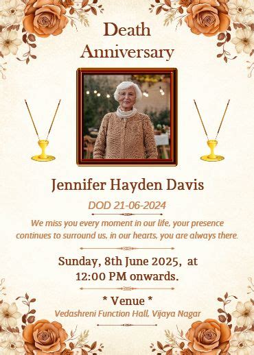 Free death anniversary invitation templates.  Professional quality to honor y...
