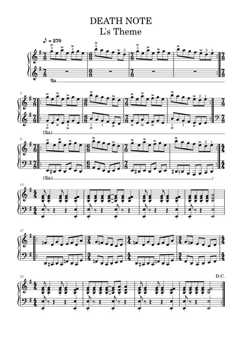 Free death note - ls theme a by Misc Cartoons sheet music