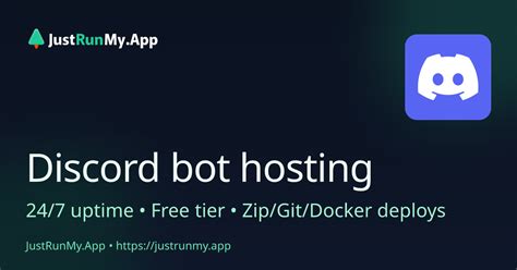 Free discord bot hosting 24 7.  Node. .  Free cloud hosting for Discord bots, n8n, Uptime Kuma ...