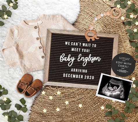 Free editable pregnancy announcement. Holiday Card Christmas Pregnancy Announcement. Photo & To Order: Minted. It’s simple, sweet, and oh-so-special: say “Happy holidays” with a custom card from Minted that projects just the right message. We are loving this “more the merrier” design with gold foil, but there are plenty of options to fit your style and budget. 