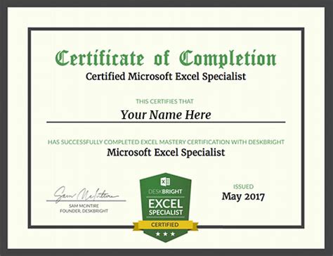 Free excel courses with certificate. Jun 23, 2023 · CFI offers multiple free templates that you can download and use in your personal and professional life. Once you find a template that speaks to you, you can download it by entering your information on the form. Once you fill in the fields and click download, the template will automatically save to your downloads. You'll also receive it by email. 