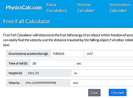 Free fall calculations.  10 hours ago · Free Fall Calculator Calculate the ve...