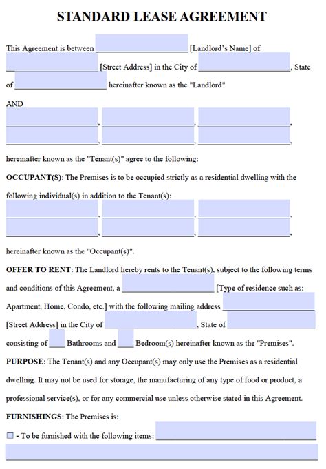 Free fillable lease agreement pdf. .  Download: PDF, Word (. docx) Standard L...