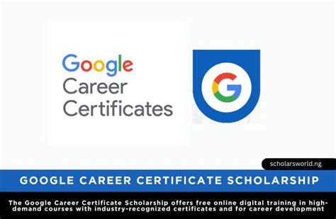 Free google certification.  Google has also funded scholarships for Google Career ...