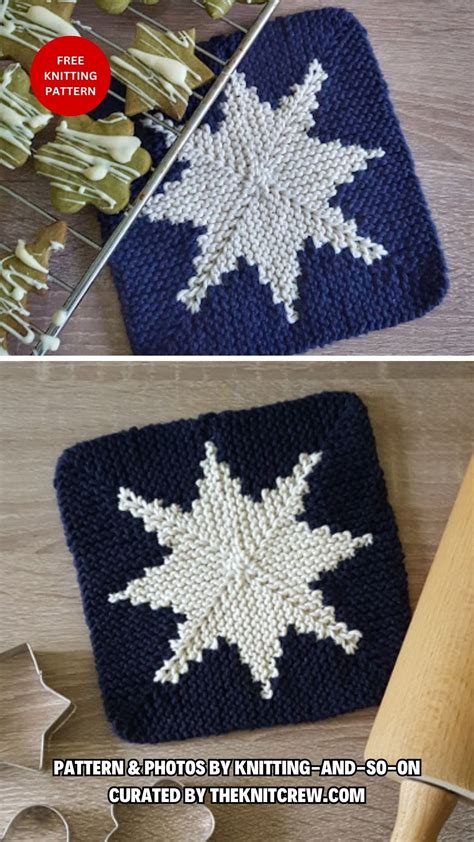 Free knitted star pattern.  Free star knitting pattern template ready to customize.  ...