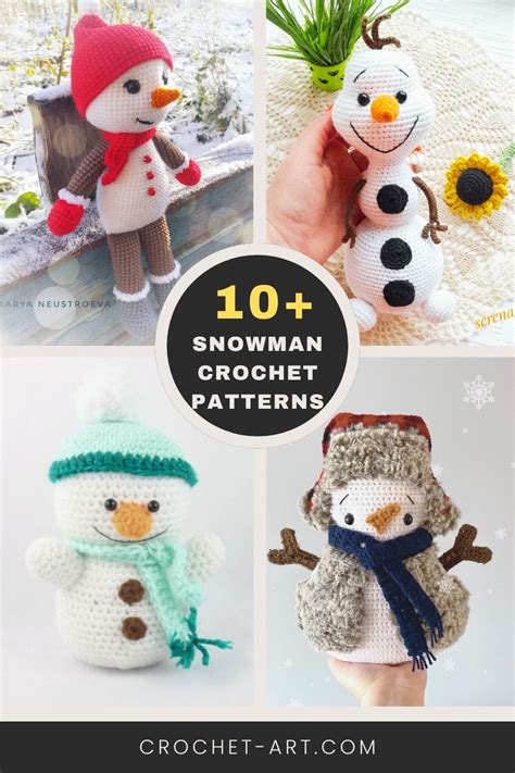 Free large snowman crochet pattern.  Over 100 free patterns for quick crochet projec...