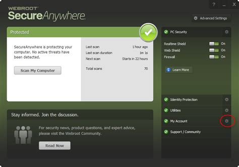 Free license key Webroot SecureAnywhere open
