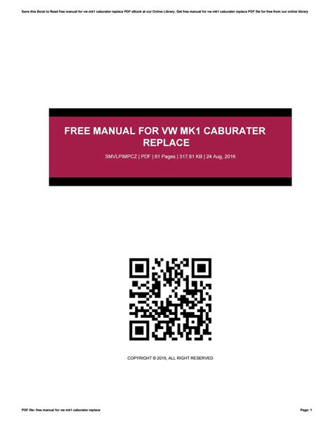 Free manual for vw mk1 caburater replace. - 2011 intravenous medications a handbook for nurses and health professionals spiral bound.
