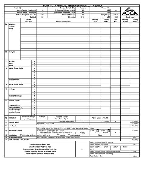 Free manual j cooling load calculation worksheet. - New jersey carpenters union test study guide.