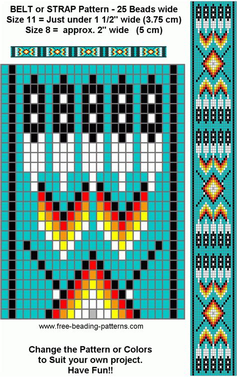 Free native american beadwork patterns. Adding Brick Stitches to a Row. For the remainder of the row, pick up one bead to make each brick stitch. Push the bead so it lays flat on the prior row. Stitch under the connecting thread bridge of the two beads on the last row, putting your needle in from the back of the work and pulling it through from the front. 