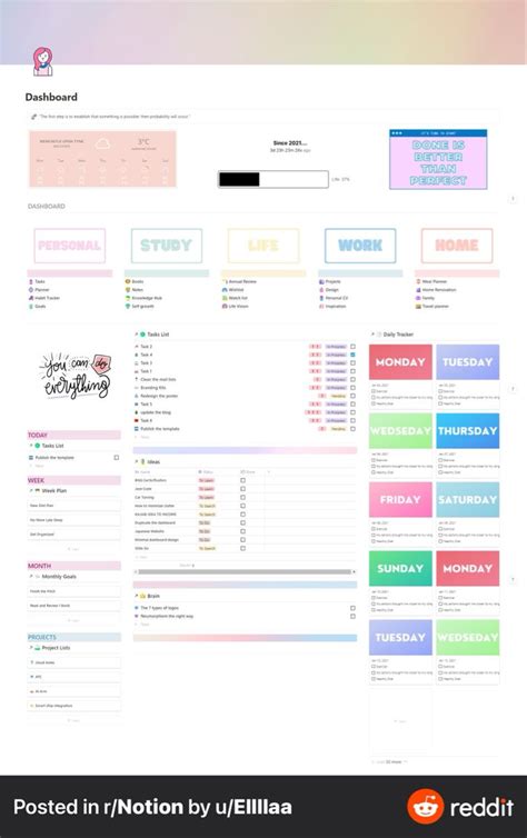 Free notion template for dashboard design Studyblr, Student Dashboard