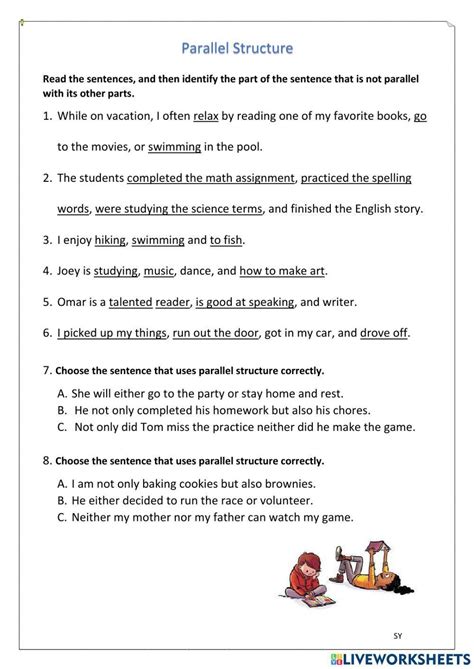 Free parallel sentence structure worksheet, Download Free parallel