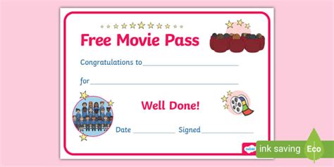 Free pass movie.  Browse through these printable, fully customizable t...
