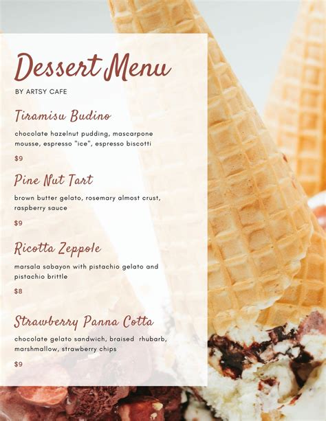 Free printable, customizable ice cream menu templates