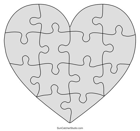 Free printable jigsaw puzzles template.  Heart printables in many different size...