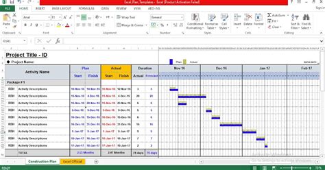 Free project plan template for Excel