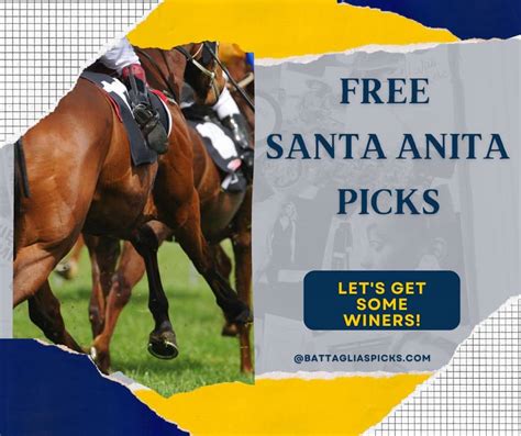 Get Expert Santa Anita Picks for today’s races. Get Equibase PPs. Power Picks stats the last 60 days: Top picks are winning at 32.2%, second picks are winning at 21.1%, and third place picks are winning 15.7%. Santa Anita Power Picks the …. 